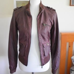 Mahogany Leather Jacket with Soft Collar/Cuffs